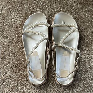 Dolce Vita Gold Pearl-Embellished Sandals